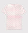 Tee-shirt L'ICONIQUE col rond en coton bio Femme blanc MARSHMALLOW/rouge TERKUIT