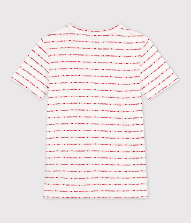 Tee-shirt L'ICONIQUE col rond en coton bio Femme blanc/rouge
