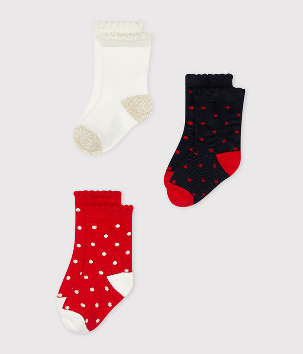 Lot de 3 paires de chaussettes b&eacute;b&eacute; fille multicouleur