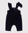 Salopette b&eacute;b&eacute; en velours jambes longues unie bleu marine