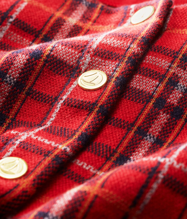 Cardigan b&eacute;b&eacute; fille &agrave; carreaux rouge/multicouleur