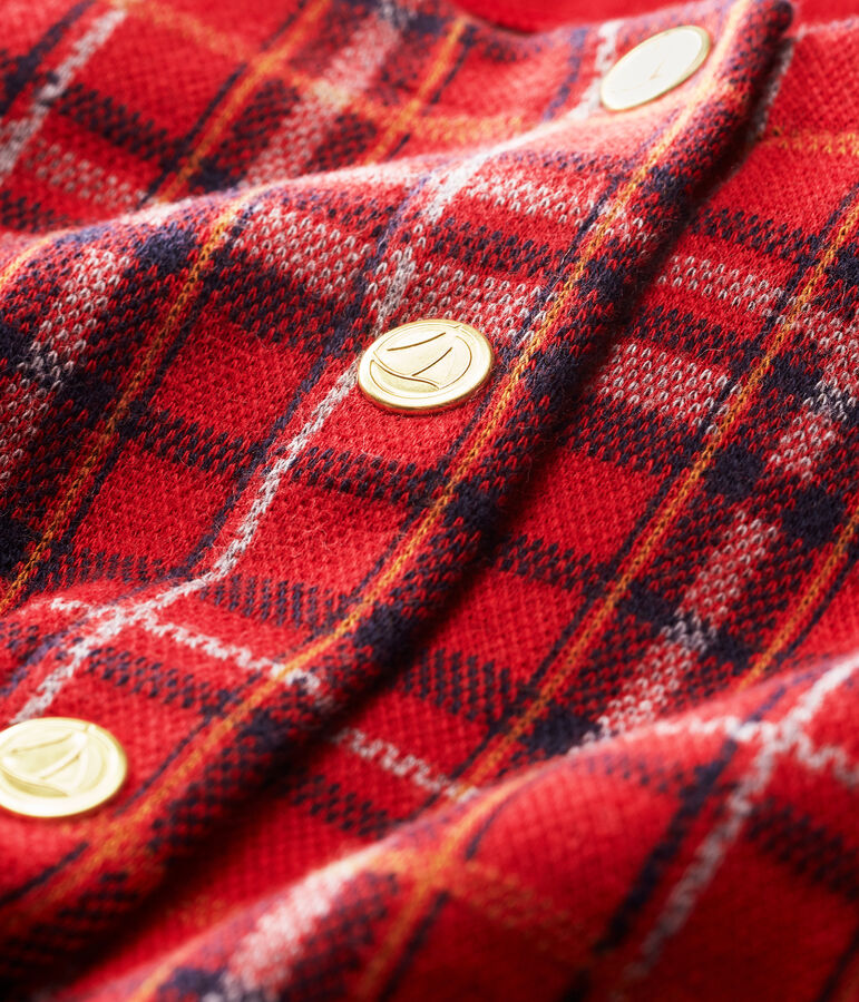 Cardigan b&eacute;b&eacute; fille &agrave; carreaux rouge TERKUIT/blanc MULTICO CN