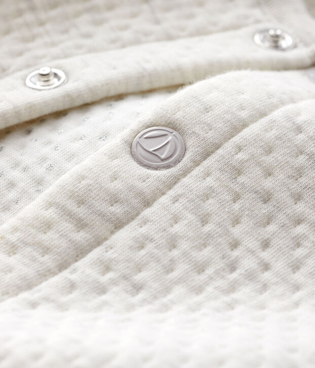 Cardigan b&eacute;b&eacute; fille en tubique beige chin&eacute;