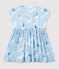 Robe manches courtes en popeline bébé fille bleu JASMIN/blanc MULTICO