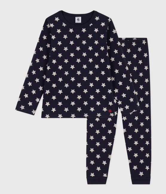 Pyjama étoiles en tubique enfant bleu SMOKING/blanc MARSHMALLOW