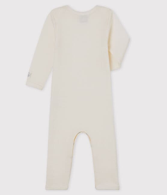 Body manches longues bébé en laine et coton blanc MARSHMALLOW