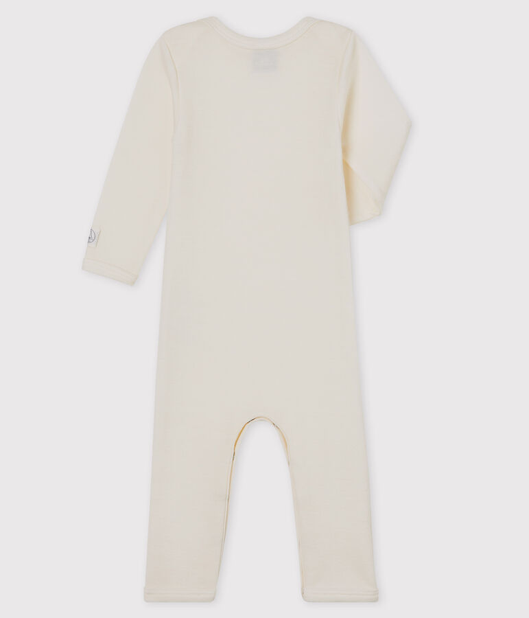 Body manches longues b&eacute;b&eacute; en laine et coton blanc