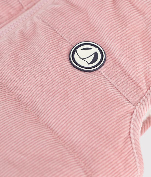 Doudoune b&eacute;b&eacute; sans manches en velours r&eacute;versible sherpa rose/&eacute;cru