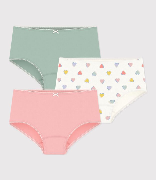 Lot de shorties enfant en coton &agrave; c&oelig;urs multicouleur