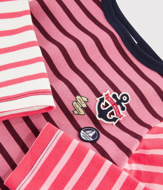 Marinière upcycling enfant fille rose CHEEK/blanc MULTICO