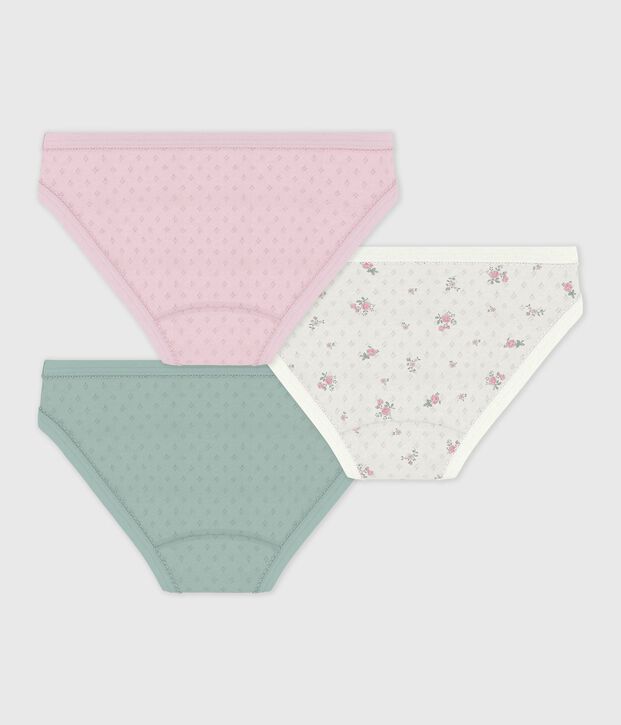 Lot de culottes enfant en coton ajour&eacute; imprim&eacute; fleuri multicouleur
