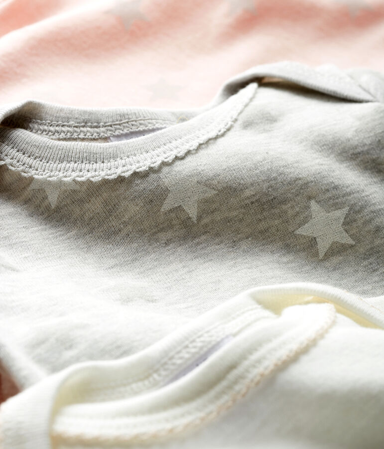 Trio de bodies manches longues b&eacute;b&eacute; fille multicouleur