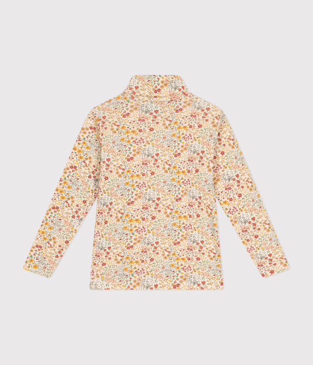 Sous-pull en coton enfant fille &eacute;cru/marron/multicouleur