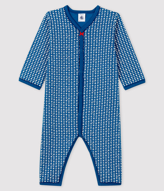 Dors-bien bleu sans pieds bébé fille en tubique bleu MAJOR/blanc ECUME