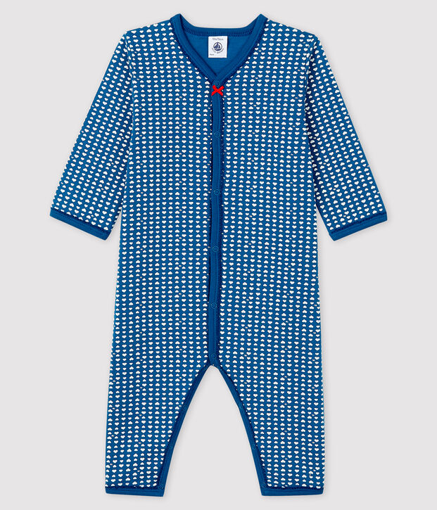 Dors-bien bleu sans pieds b&eacute;b&eacute; fille en tubique bleu/blanc