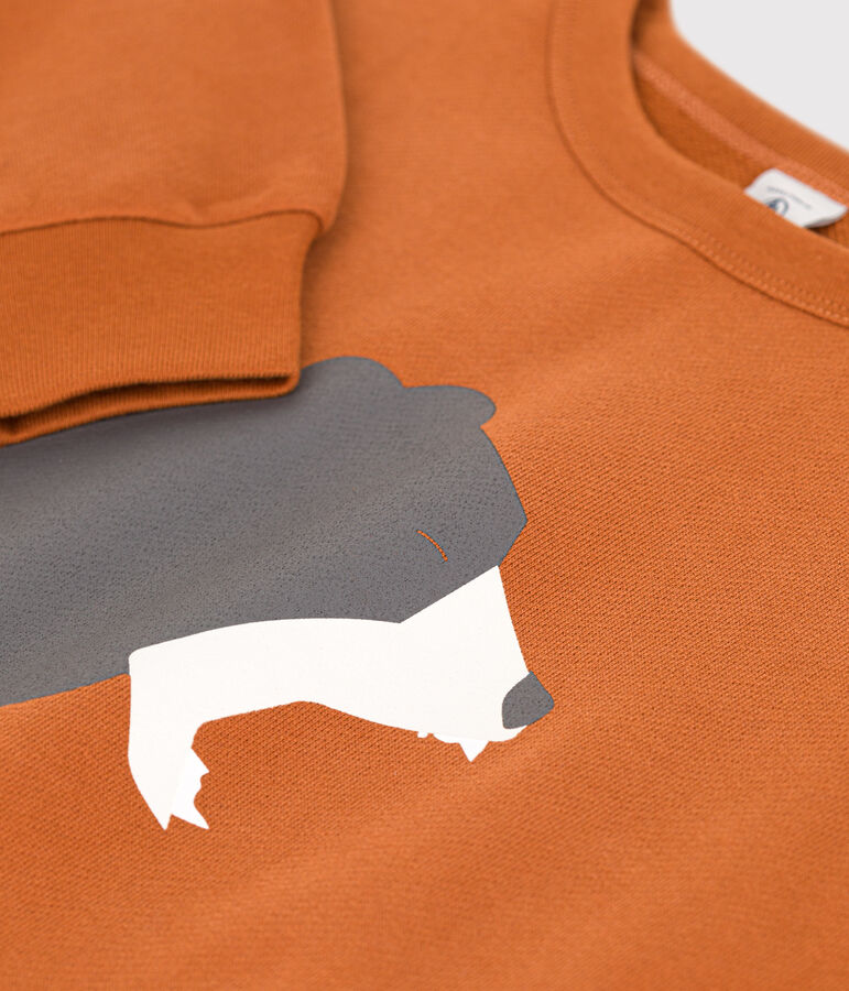 Sweatshirt imprim&eacute; en molleton enfant fille / gar&ccedil;on marron ECUREUIL