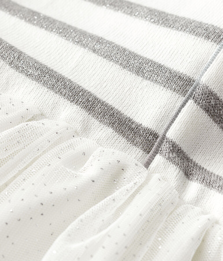 Robe manches courtes enfant fille blanc MARSHMALLOW/gris ARGENT