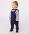Salopette jambes longues b&eacute;b&eacute; en coton unie bleu marine