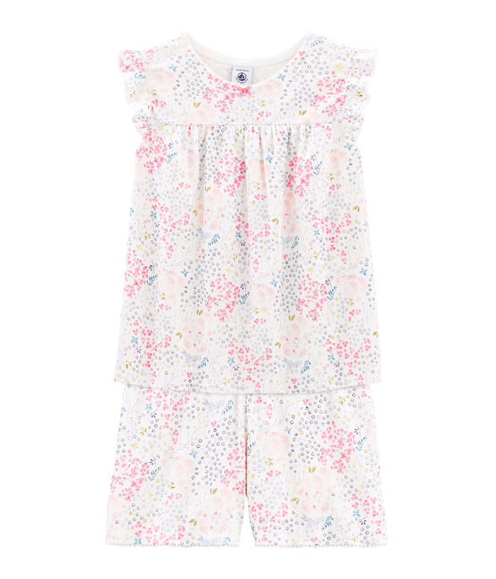 Pyjacourt petite fille en côte blanc MARSHMALLOW/blanc MULTICO