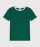 Tee-shirt femme en coton manches courtes uni vert fonc&eacute;