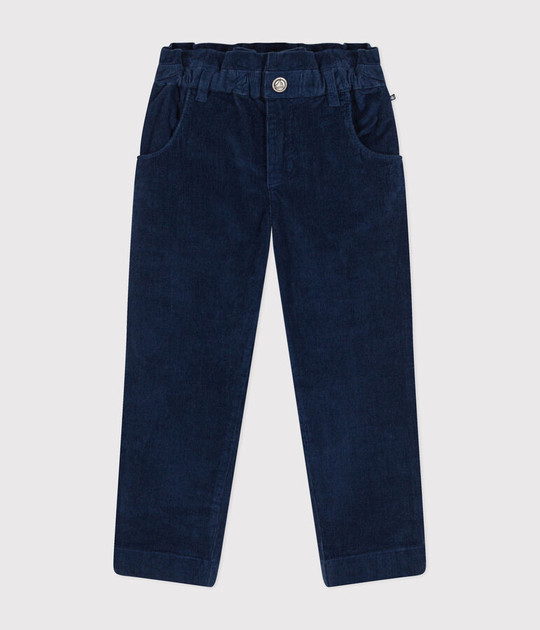 Pantalon en velours enfant fille bleu CREPUSCULE