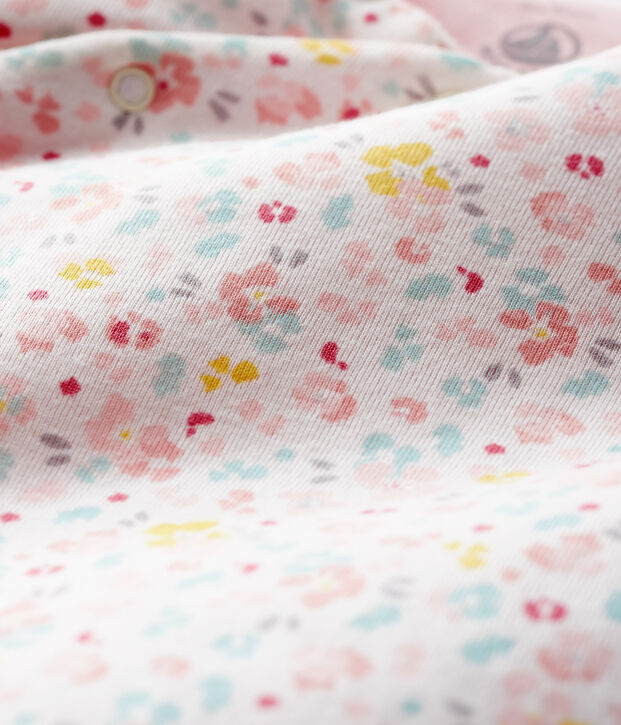 Combinaison longue b&eacute;b&eacute; en c&ocirc;te blanc/multicouleur