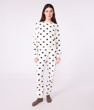 Pyjama femme en coton éponge imprimé cœurs