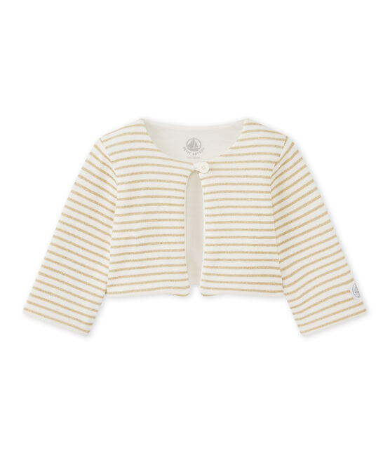 Cardigan bébé fille à rayures blanc MARSHMALLOW/jaune DORE