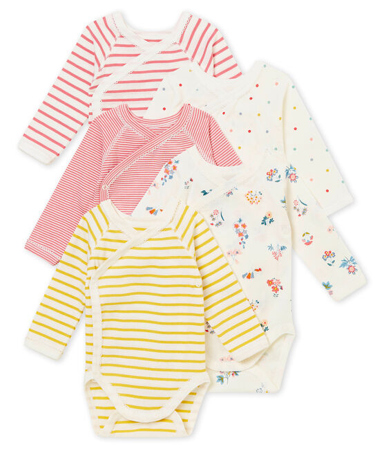 Lot de 5 bodies naissance manches longues bébé fille variante 1