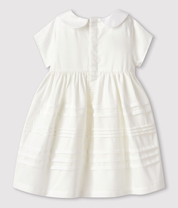 Robe c&eacute;r&eacute;monie en satin b&eacute;b&eacute; fille blanc