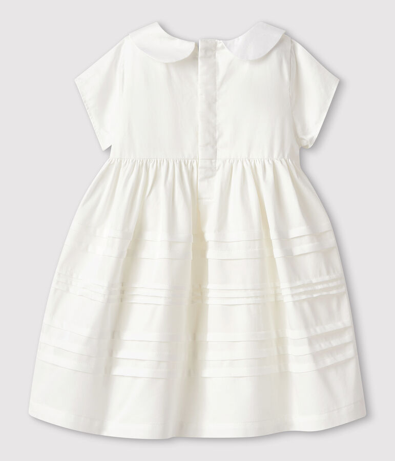 Robe c&eacute;r&eacute;monie en satin b&eacute;b&eacute; fille blanc