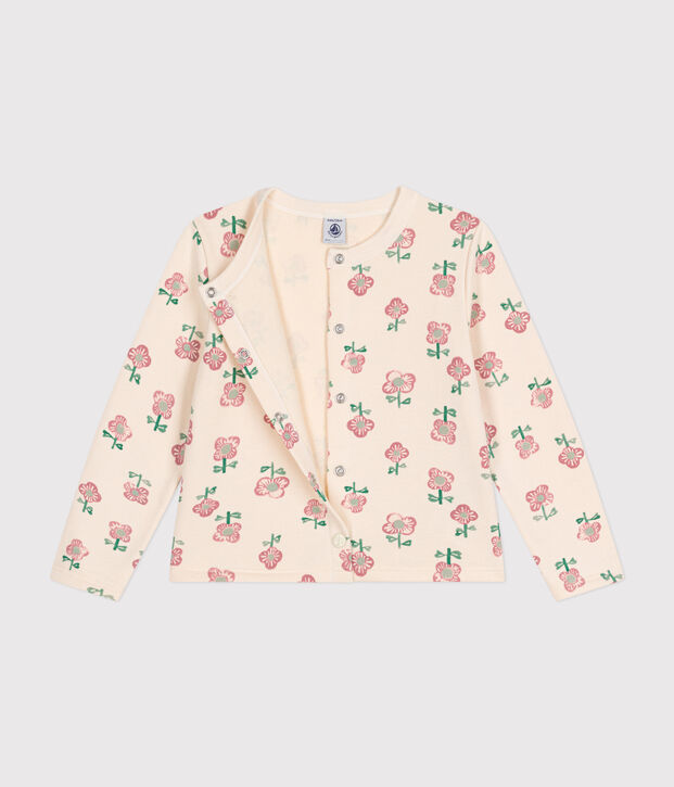 Cardigan en molleton enfant fille &eacute;cru/multicouleur