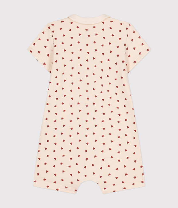 Combinaison courte en molleton l&eacute;ger b&eacute;b&eacute; &eacute;cru/marron