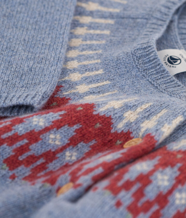 Combinaison longue jacquard b&eacute;b&eacute; en tricot laine et coton ROVER/ MULTICO