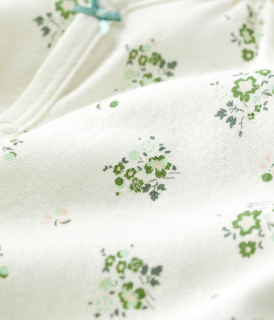 Combicourt bébé imprimé végétal en lin et coton blanc MARSHMALLOW/blanc MULTICO