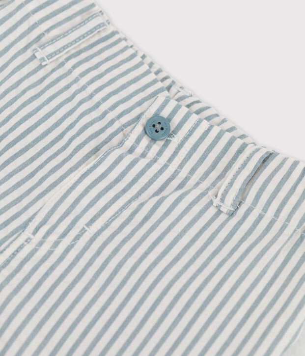 Short ray&eacute; en seercucker b&eacute;b&eacute; vert/blanc