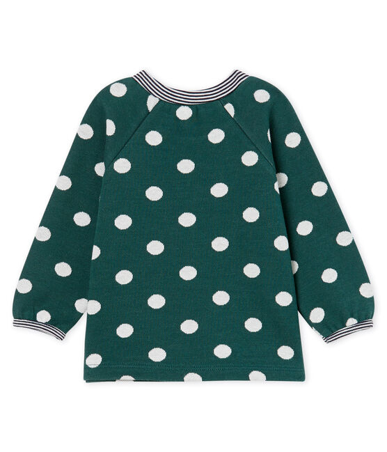 Blouse manches longues bébé fille imprimée vert SOUSBOIS/blanc MARSHMALLOW