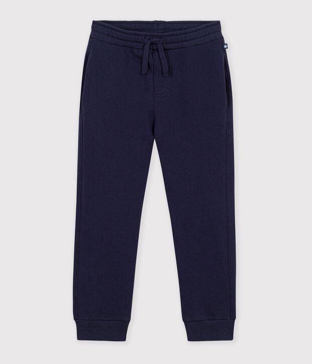 Pantalon de jogging enfant en coton uni bleu marine