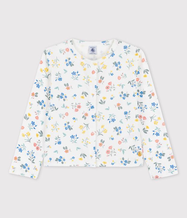 Cardigan imprim&eacute; en coton enfant fille blanc/multicouleur