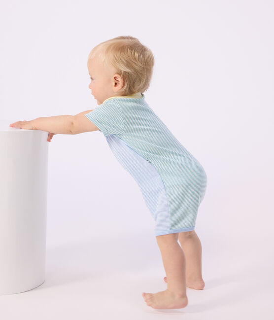 Combinaison courte bébé en coton à col MIMI/ MARSHMALLOW