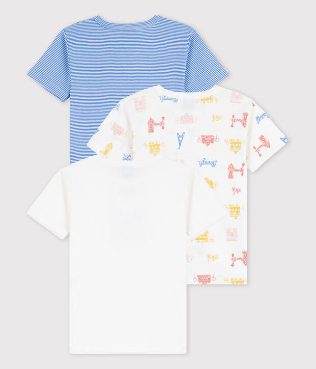 Lot de 3 t-shirts manches courtes Paris petit gar&ccedil;on en coton multicouleur