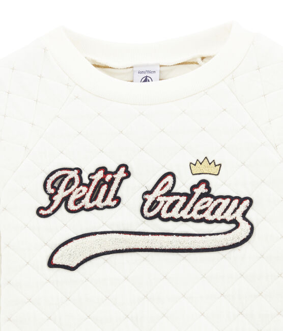Sweat shirt enfant fille blanc MARSHMALLOW/jaune DORE