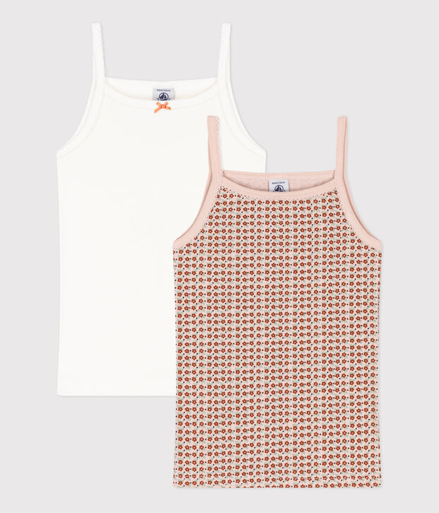 Lot de 2 chemises &agrave; bretelles fleur en coton petite fille multicouleur