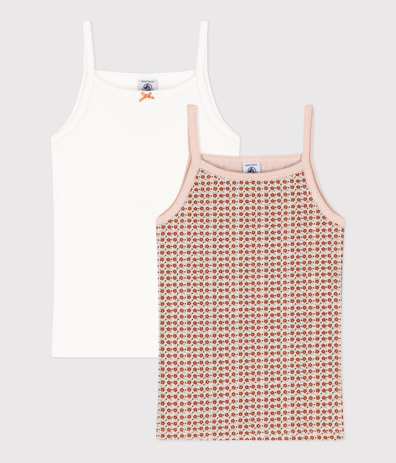 Lot de 2 chemises &agrave; bretelles fleur en coton petite fille multicouleur