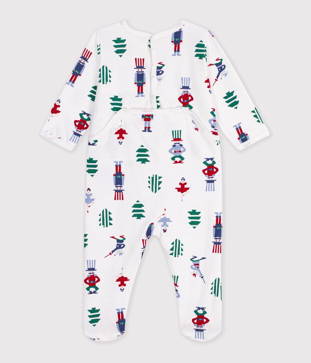 Pyjama b&eacute;b&eacute; en molleton ouverture dos imprim&eacute; No&euml;l blanc/multicouleur