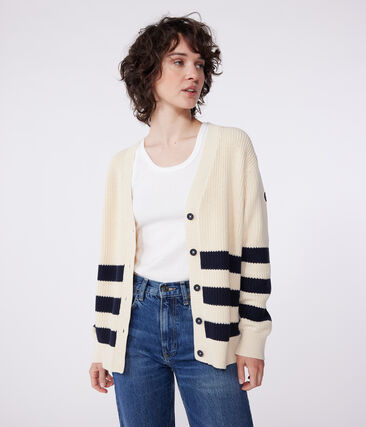 Cardigan femme en coton à rayures