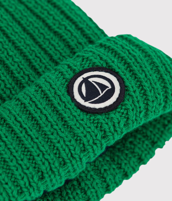 Bonnet bébé en tricot doublé en polaire recyclée MATCHA