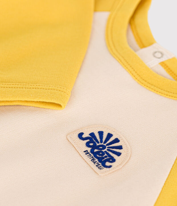 Sweatshirt en molleton l&eacute;ger b&eacute;b&eacute; &eacute;cru/jaune