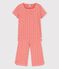 Pyjama manches courtes fleurs  petite fille en coton biologique rose PAPAYE/ MARSHMALLOW