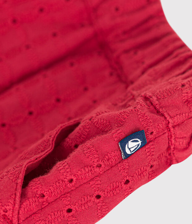 Short b&eacute;b&eacute; en popeline broderie anglaise rouge
